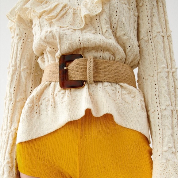 🌹NWOT. Zara Natural Jute Wide Elastic Belt. Size 34. - Picture 4 of 5